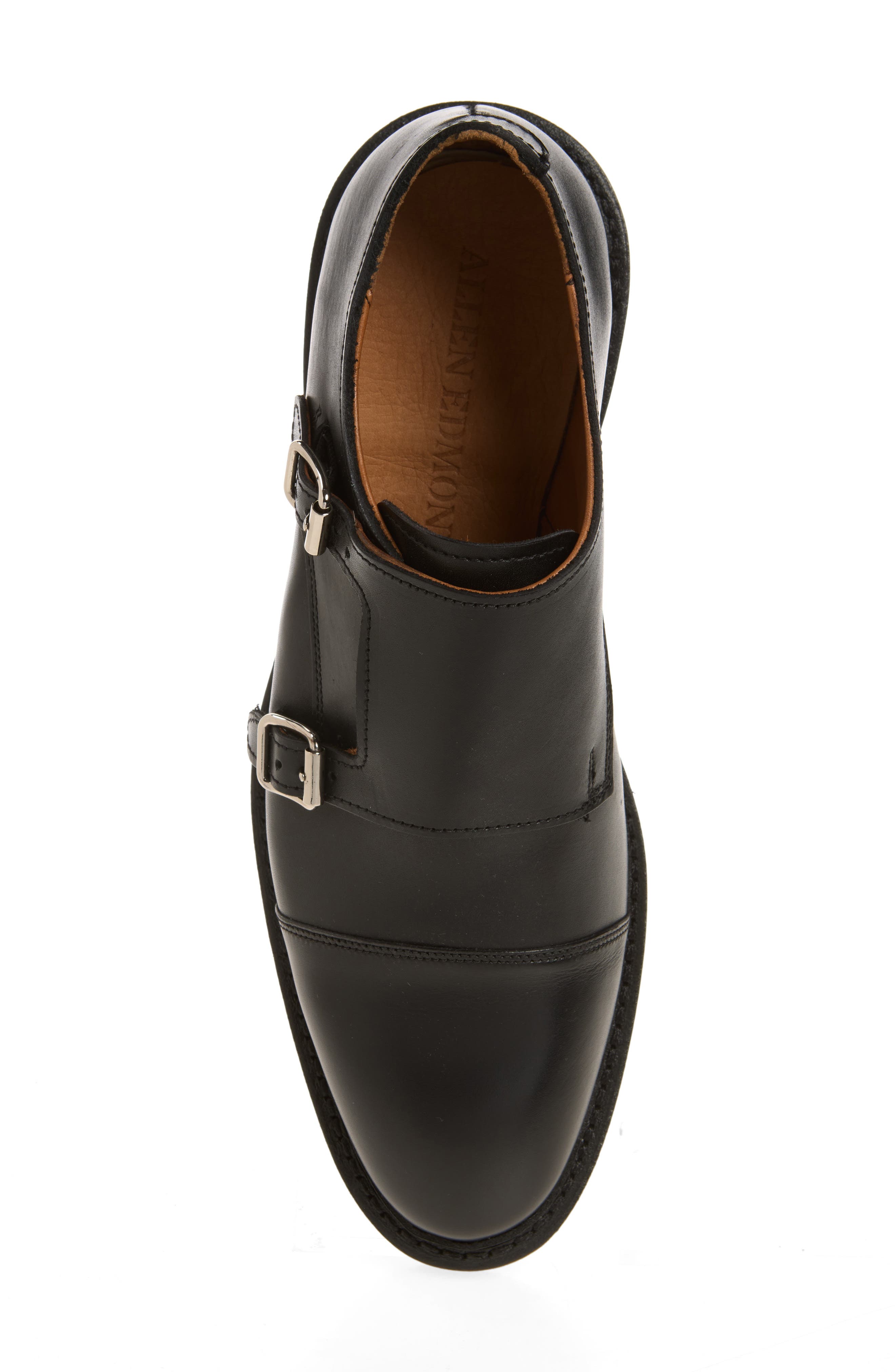 Richards Cap Toe Monk Strap Shoe, Alternate, color, BLACK