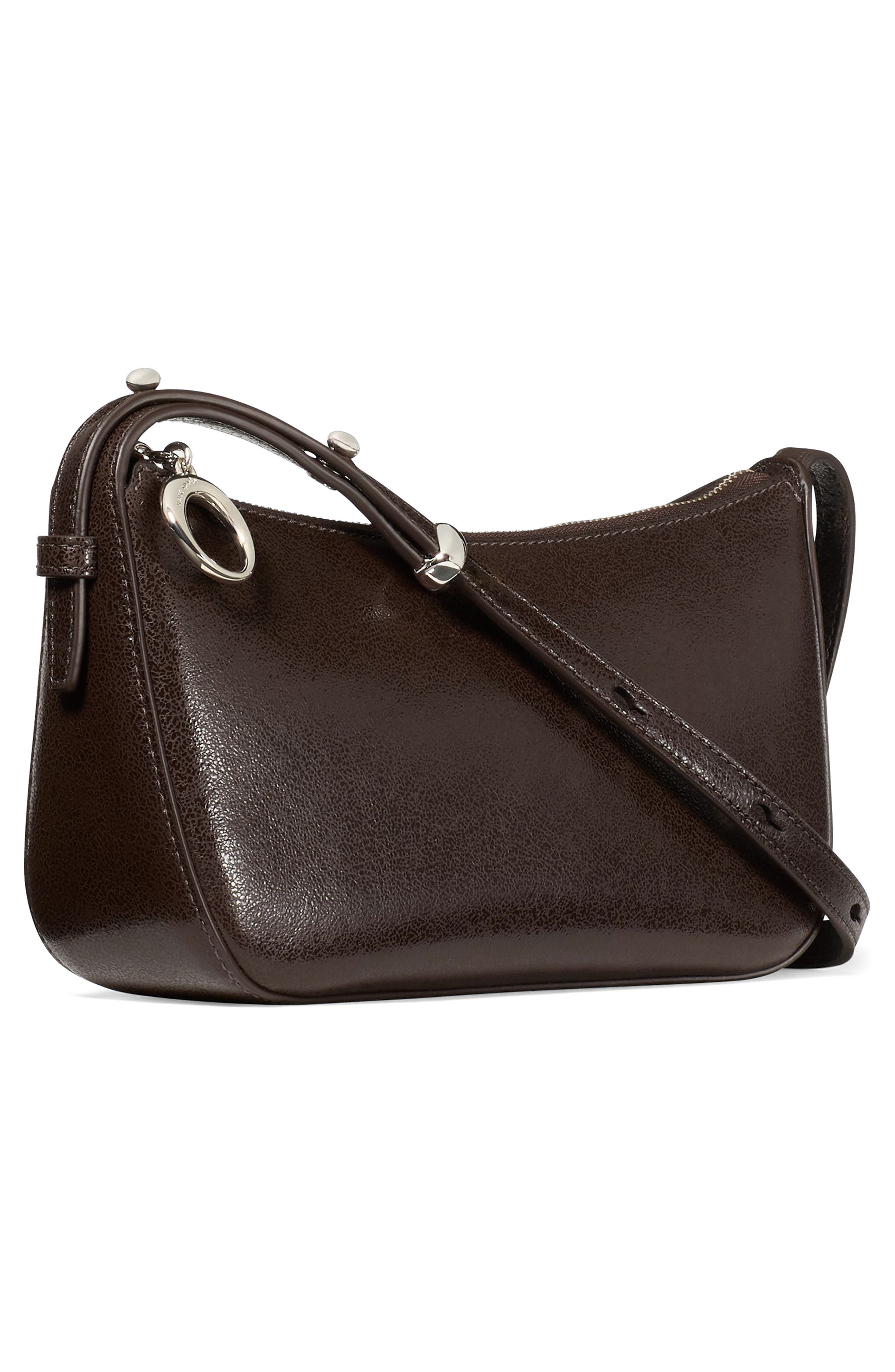 Kate Spade New York halo glazed leather crossbody bag, Alternate, color, Hot Fudge