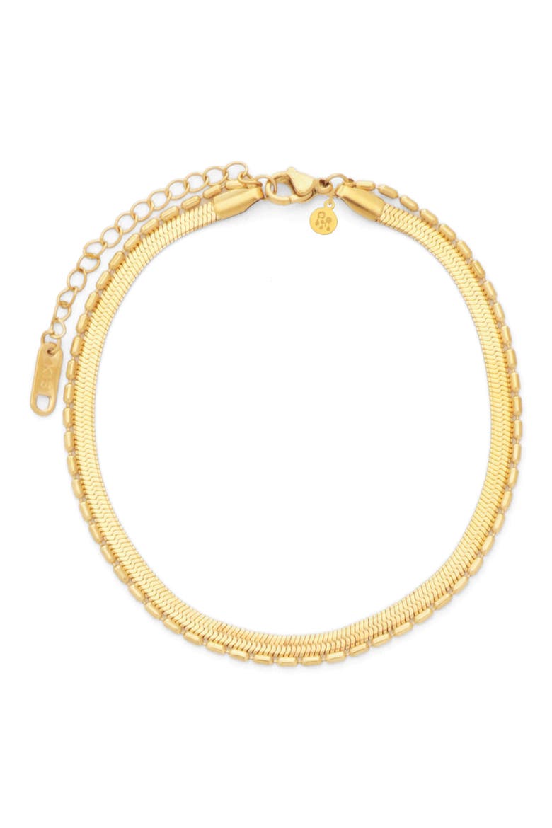 Salem Layered Snake & Bead Chain Anklet, Main, color, GOLD