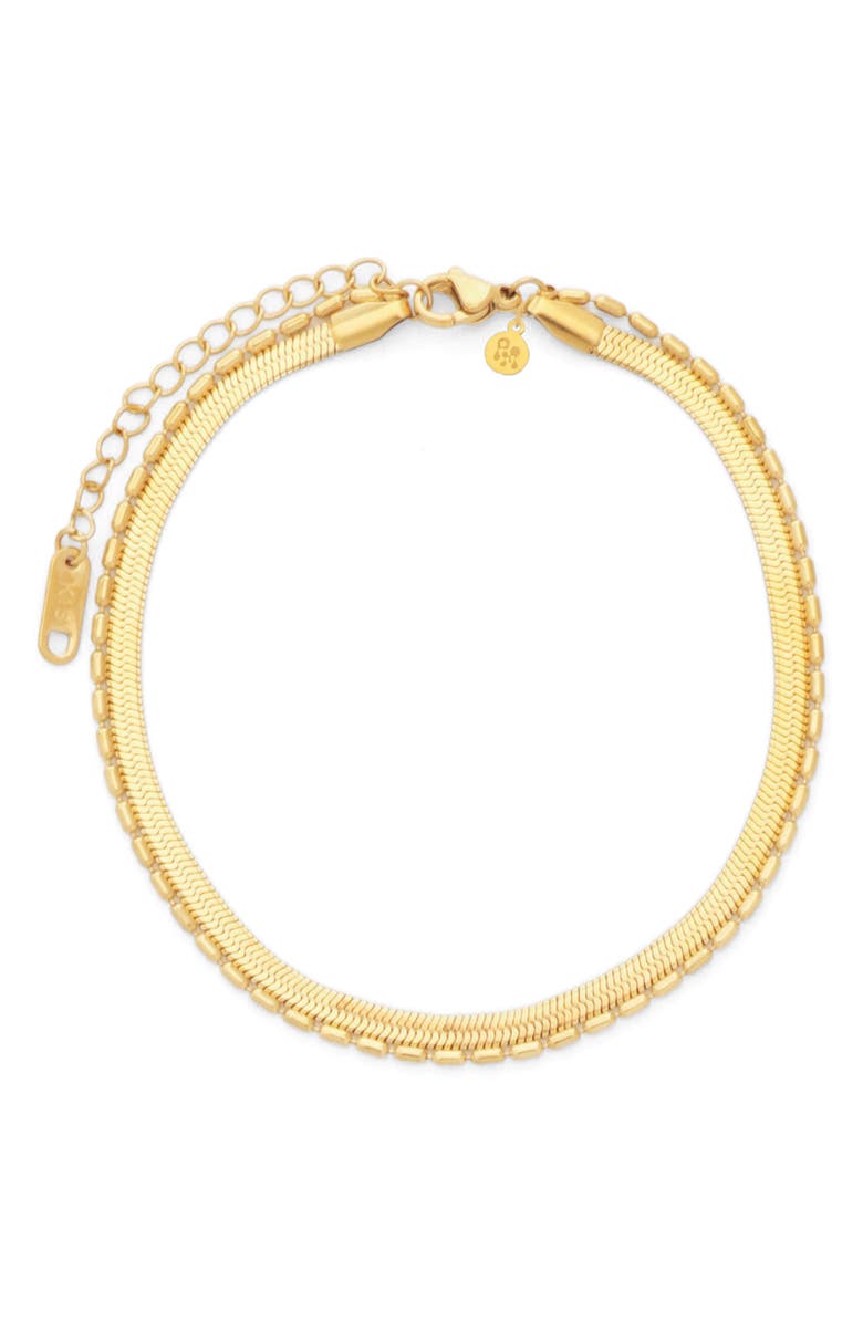Petit Moments Salem Layered Snake & Bead Chain Anklet, Main, color, Gold