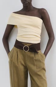 MANGO Off the Shoulder Rib Top