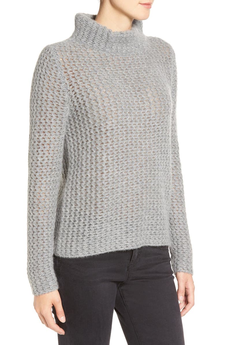 Halogen<sup>®</sup> Stitch Detail Cashmere Mock Neck Sweater, Alternate, color,