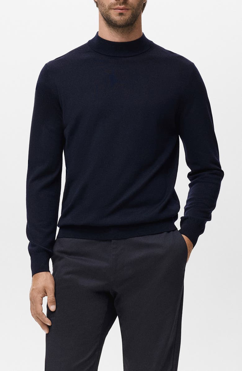 MANGO Turtleneck Wool Sweater, Main, color, Navy