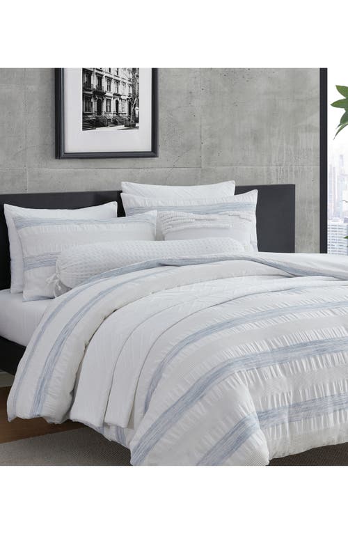Dkny Waffle Stripe Comforter & Sham Set In Blue