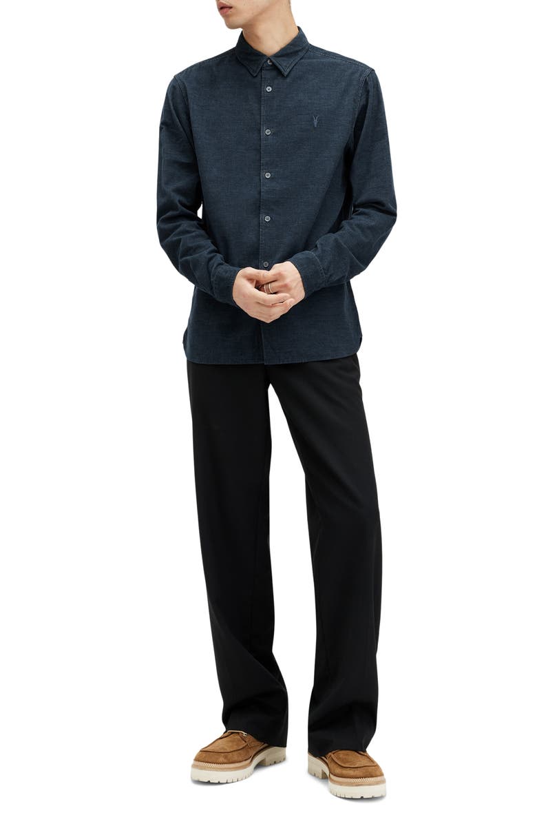 AllSaints Lorella Cotton Button-Up Shirt, Alternate, color, Marine Blue