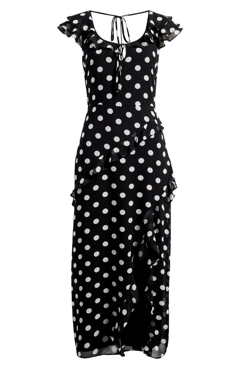 WAYF Violetta Polka Dot Ruffle Sleeve Dress, Alternate, color,