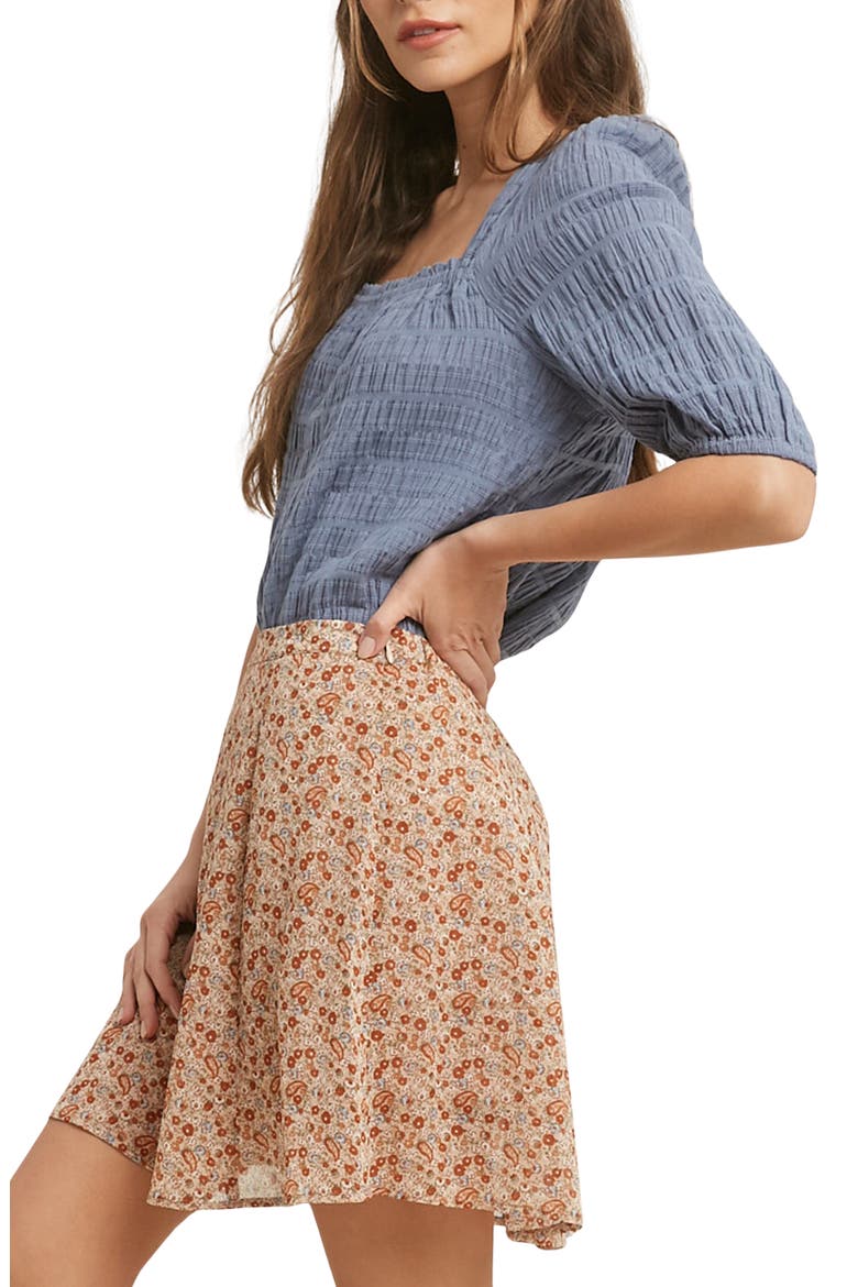 Textured Balloon Sleeve Top, Alternate, color, SEA BLUE