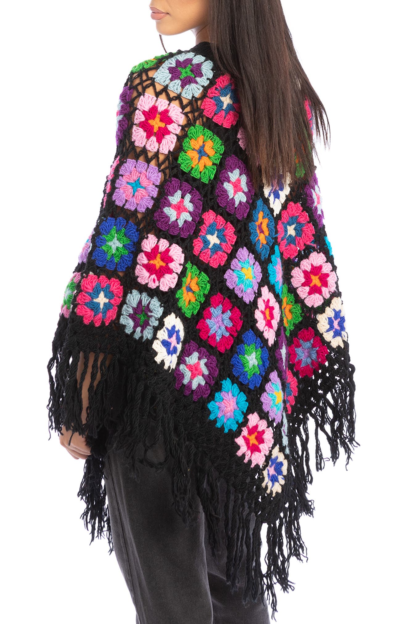 SAACHI Crochet Knit Triangle Poncho (Women) | Nordstromrack