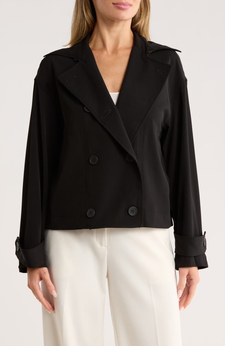 MAX STUDIO Twill Double Breasted Jacket, Main, color, Black-Black