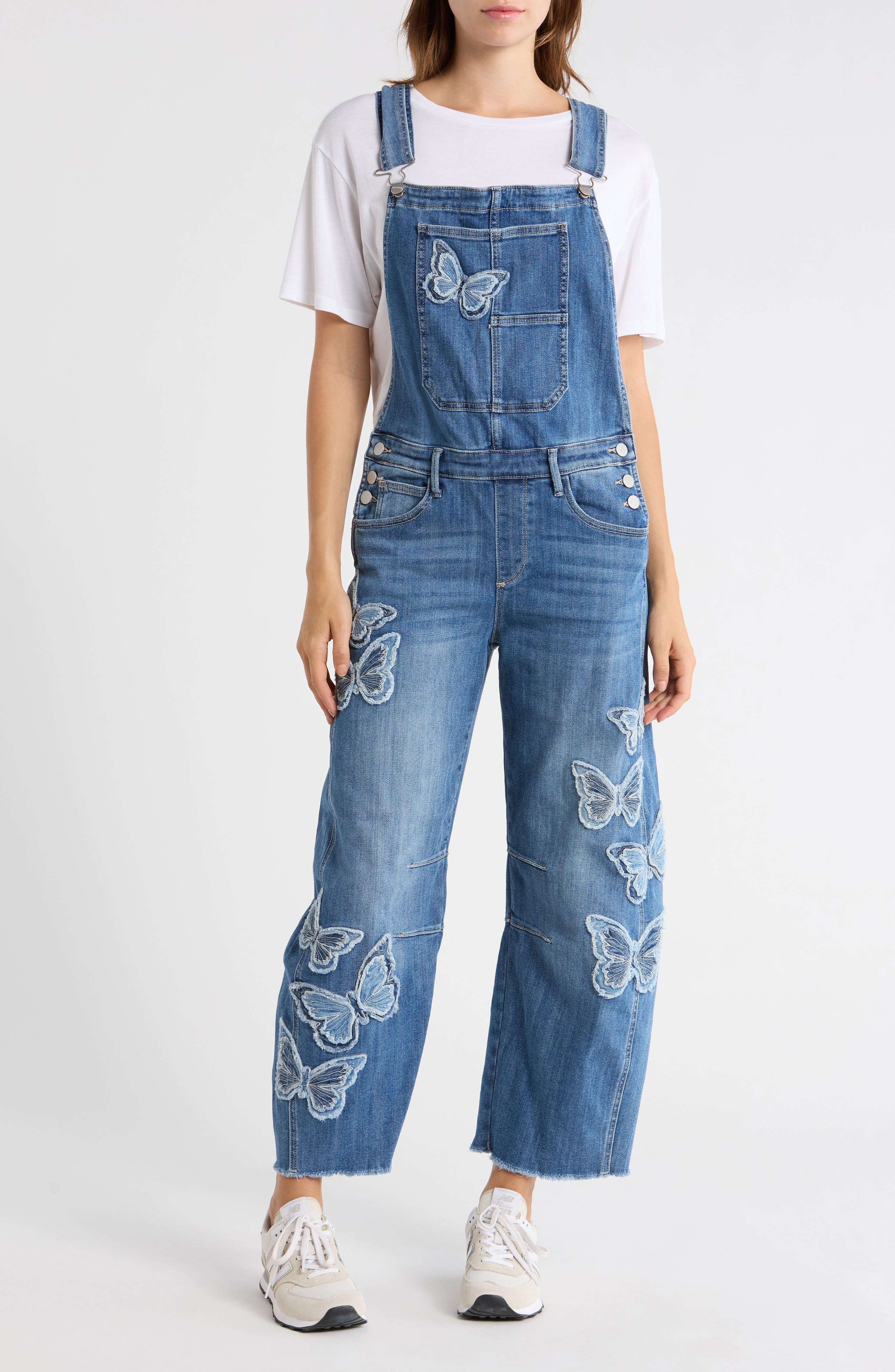 Driftwood Barbara Fray Hem Barrel Leg Denim Overalls