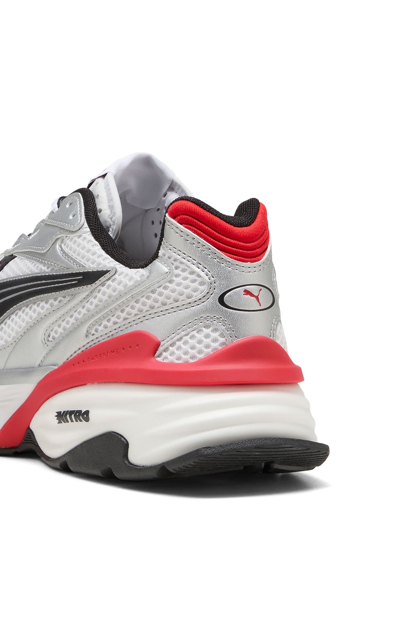 Fade Nitro LS Sneaker, Alternate, color, PUMA SILVER/ PUMA WHITE/ RED