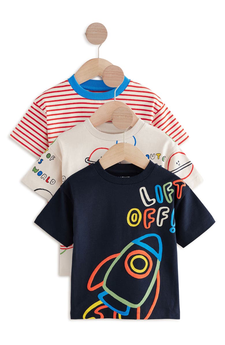 NEXT Kids' Assorted 3-Pack Space Graphic T-Shirts, Main, color, 
