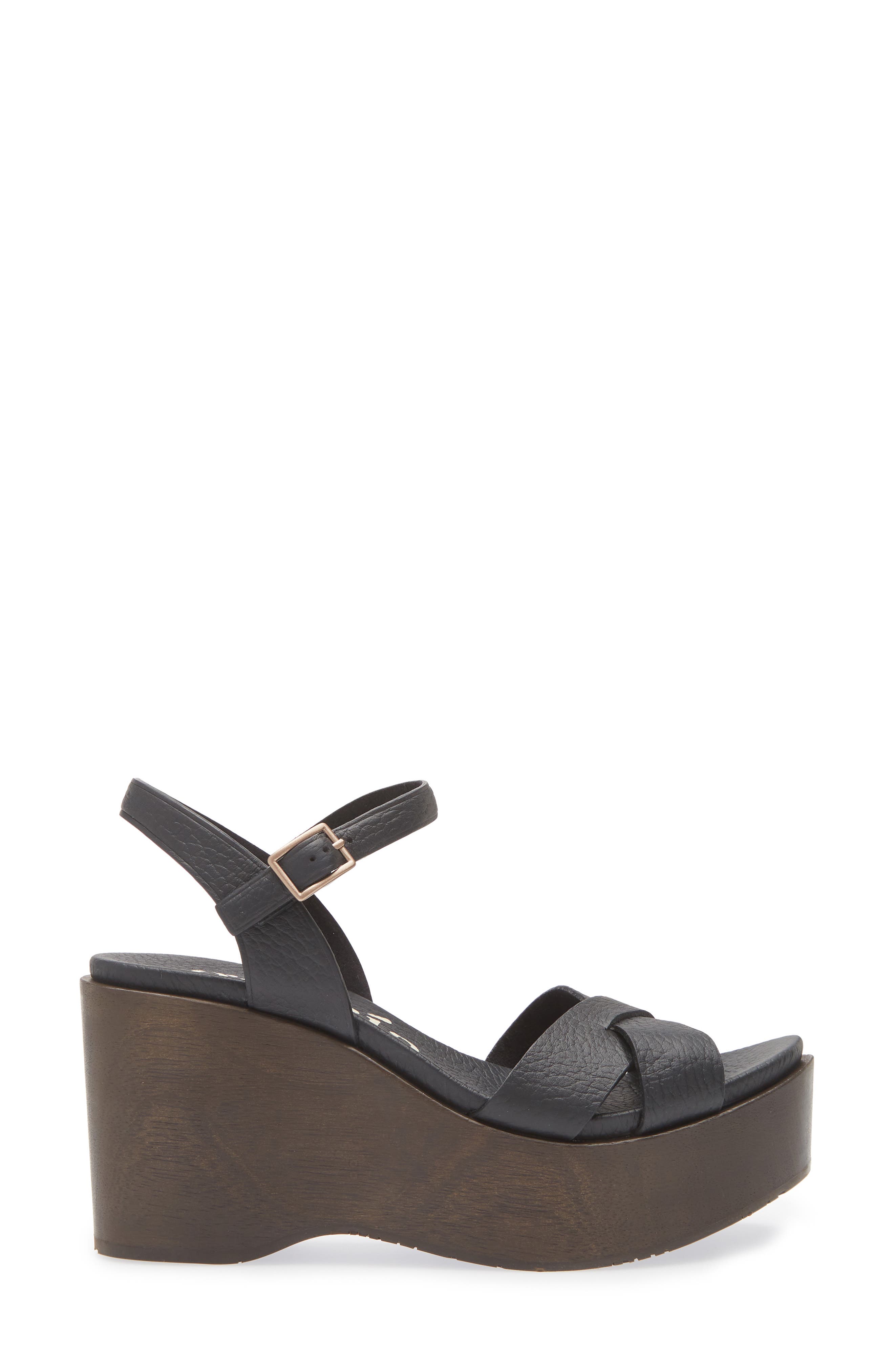 Pedro Garcia Dalys Ankle Strap Platform Wedge Sandal, Alternate, color, Black Cervo