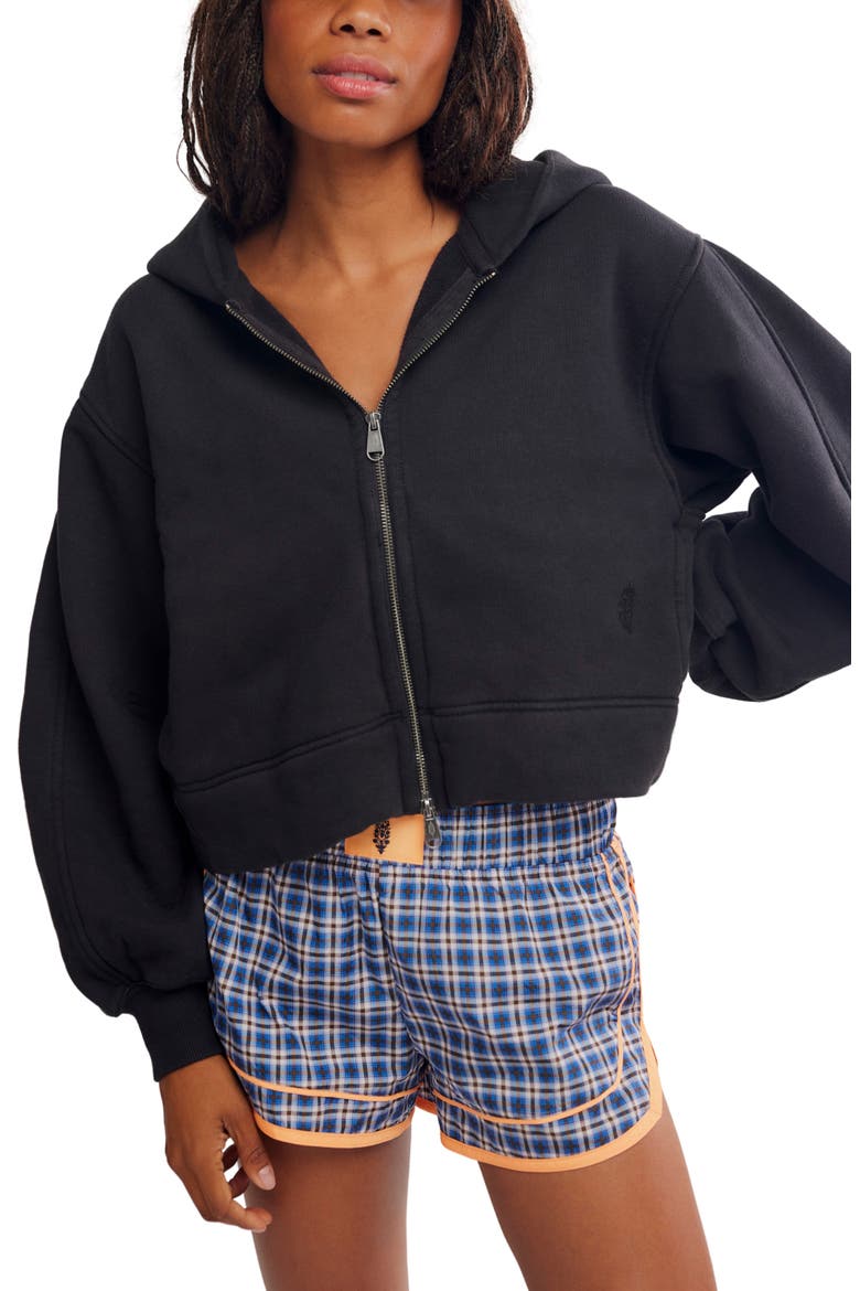 FP Movement A Cut Above Cotton Zip Hoodie, Main, color, BLACK