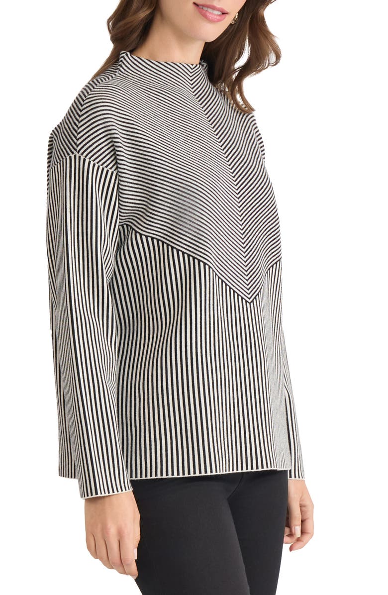 Jones New York Funnel Neck Jacquard Sweater, Alternate, color, Jones White/ Jones Black