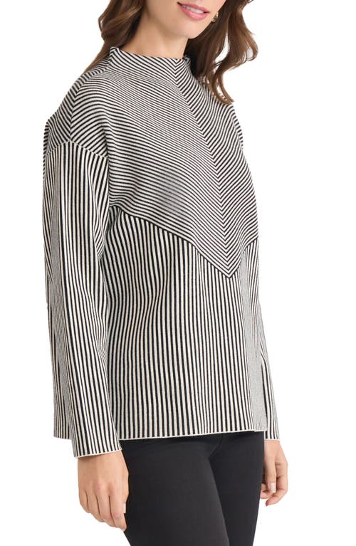 Jones New York Funnel Neck Jacquard Sweater In Black