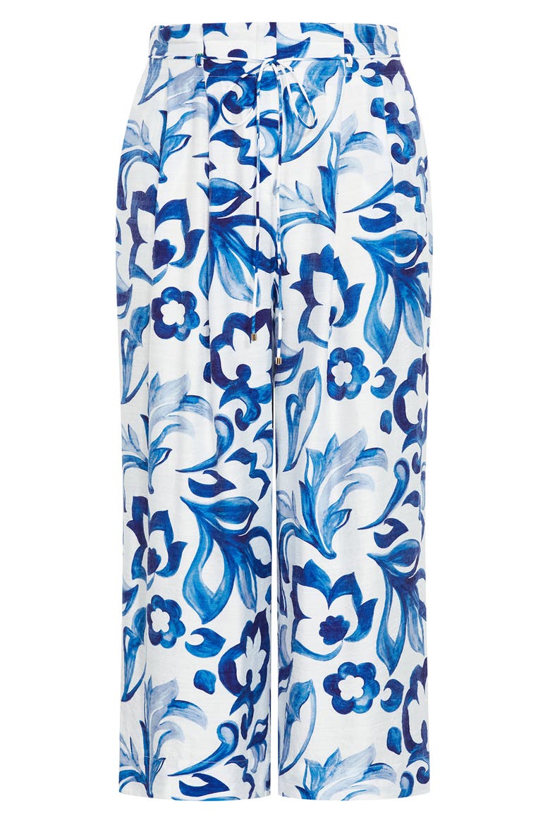 Resort Print Paperbag Waist Wide Leg Pants, Alternate, color, MYKONOS