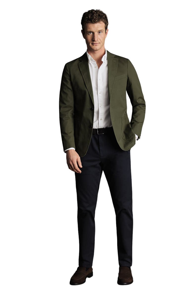 Charles Tyrwhitt Cotton Stretch Slim Fit Jacket, Alternate, color, Olive Green