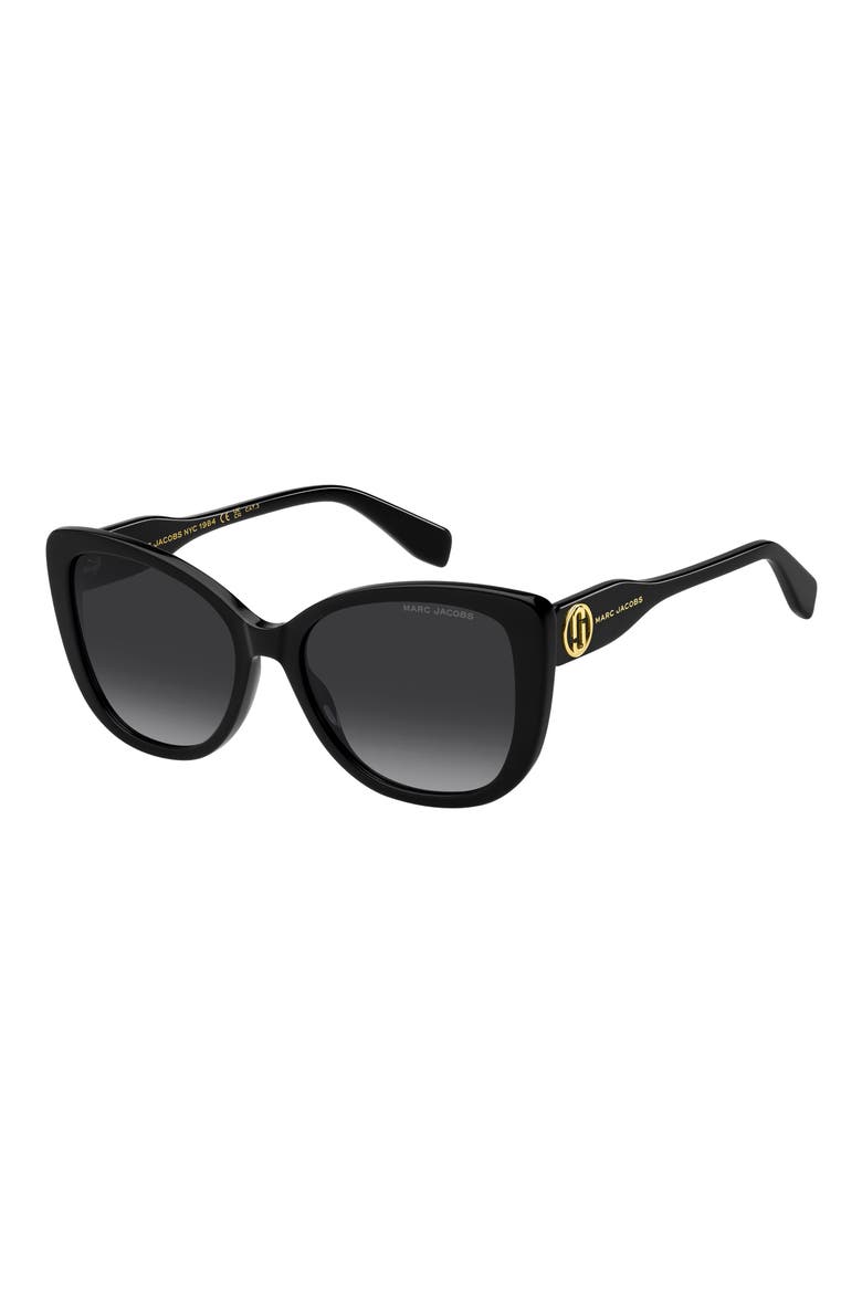 55mm Gradient Cat Eye Sunglasses, Alternate, color, BLACK/ DARK GREY