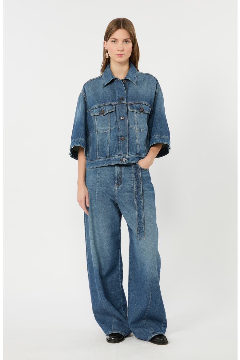 Madia Belted Wide Leg Jeans, Alternate, color, NAVY