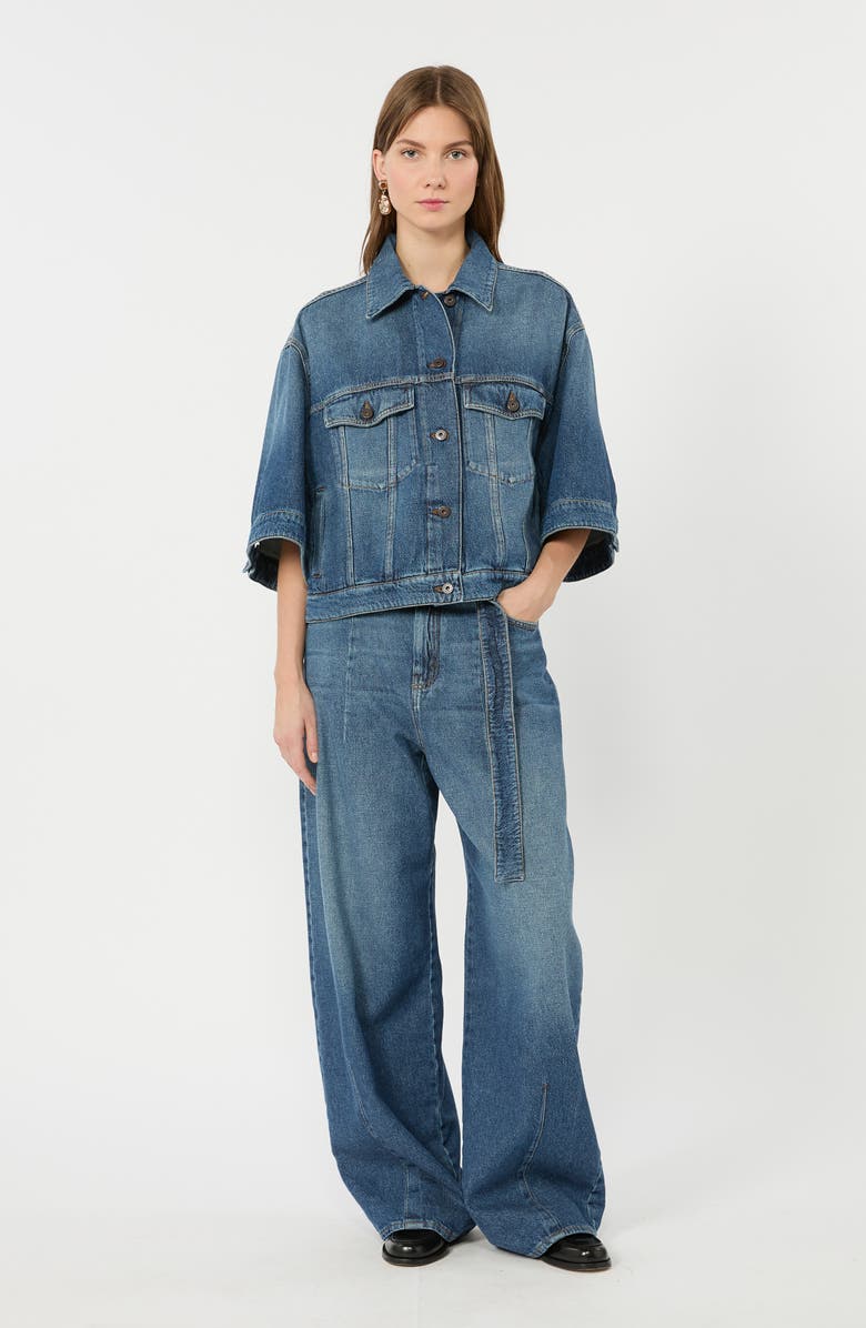 Weekend Max Mara Madia Belted Wide Leg Jeans, Alternate, color, Navy