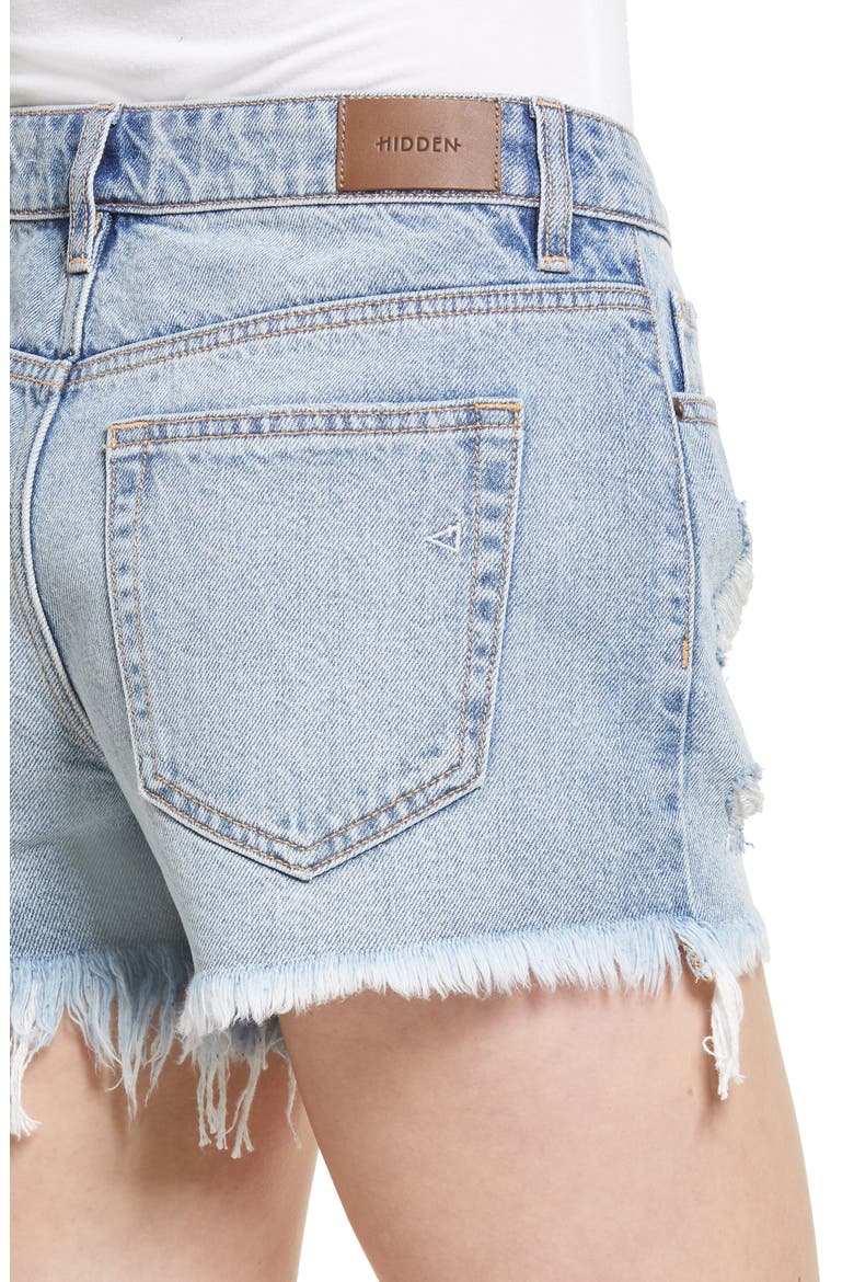 Distressed Boyfriend Denim Shorts, Alternate, color, LIGHT WASH
