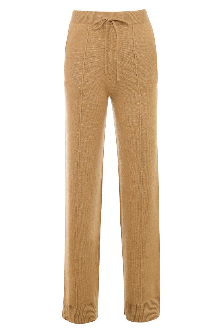 Yalina Tie Waist Knit Track Pants, Alternate, color, CAMEL