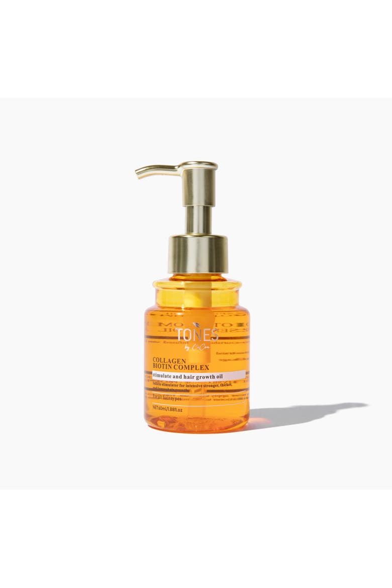 Collagen Biotin Complex Stimulating Hair Growth Oil 60ml, Main, color, Transparent with orange