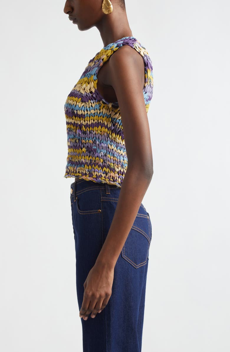 Zimmermann Luna Crop Ribbon Sweater Tank, Alternate, color, Purple Multi Stripe