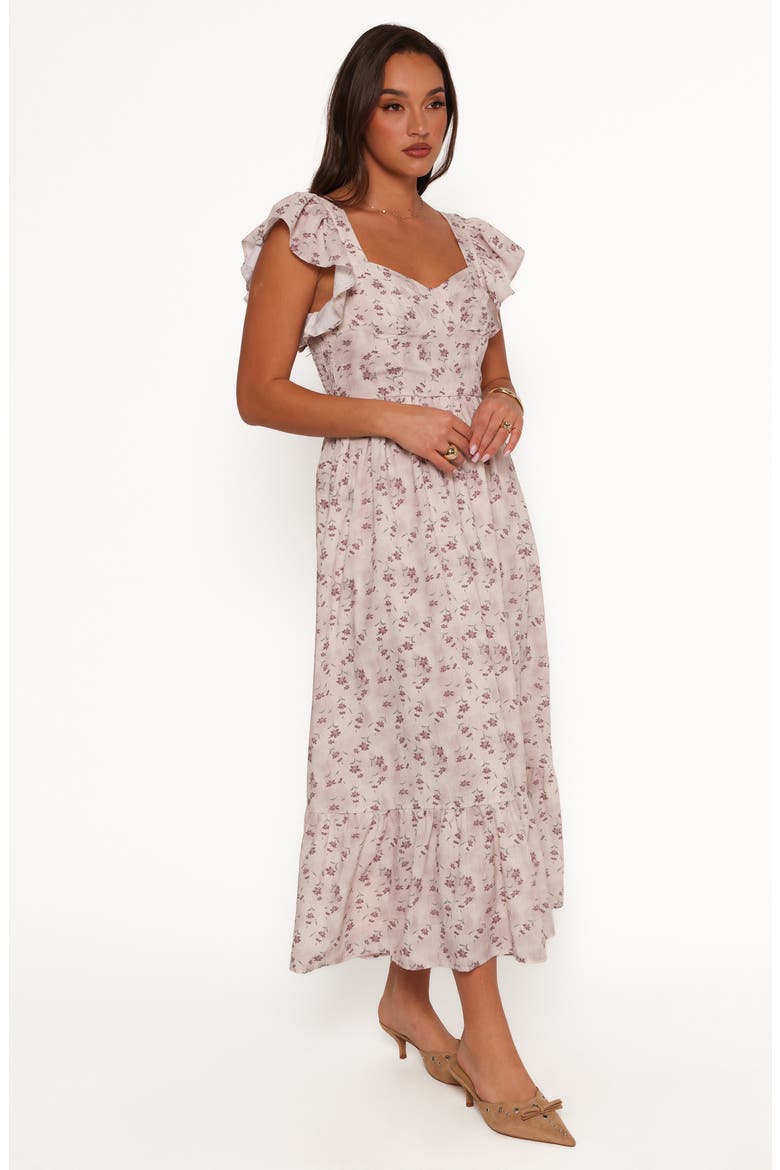 Myles Flutter Sleeve Maxi Sundress, Alternate, color, BEIGE FLORAL
