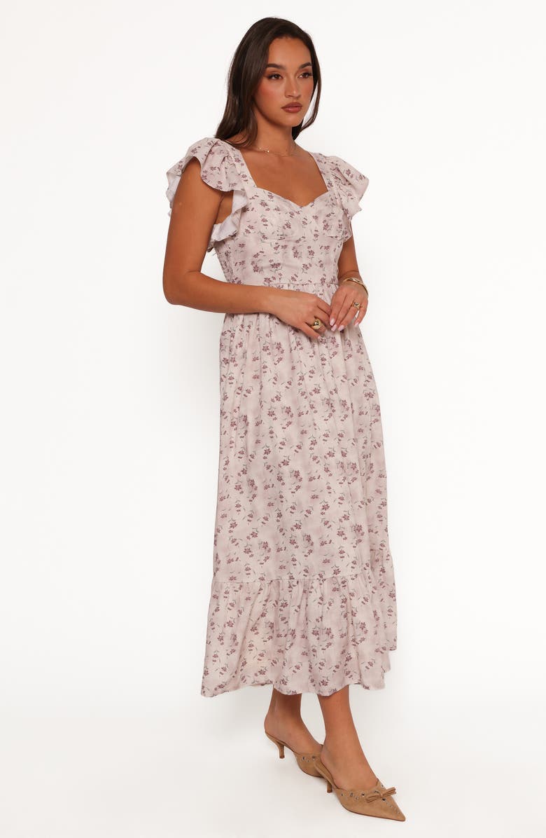 Petal & Pup Myles Flutter Sleeve Maxi Sundress, Alternate, color, Beige Floral