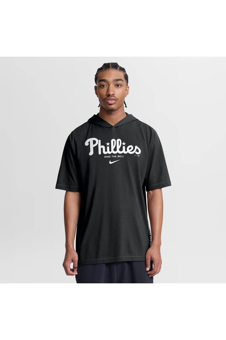 Men's Nike Black Philadelphia Phillies Arched Wordmark Tri-Blend Hooded T-Shirt, Main, color, Black