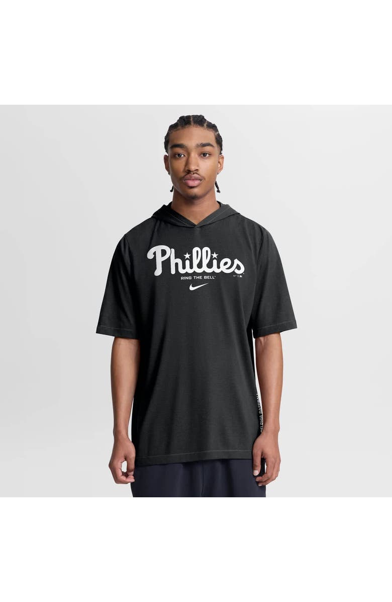 Nike Men's Nike Black Philadelphia Phillies Arched Wordmark Tri-Blend Hooded T-Shirt, Main, color, Black