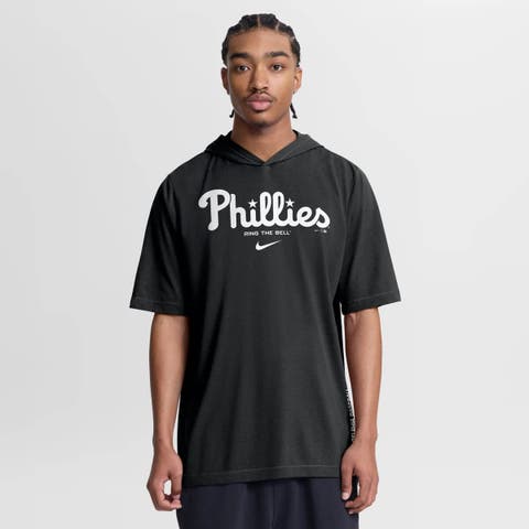 Men's Nike Black Philadelphia Phillies Arched Wordmark Tri-Blend Hooded T-Shirt