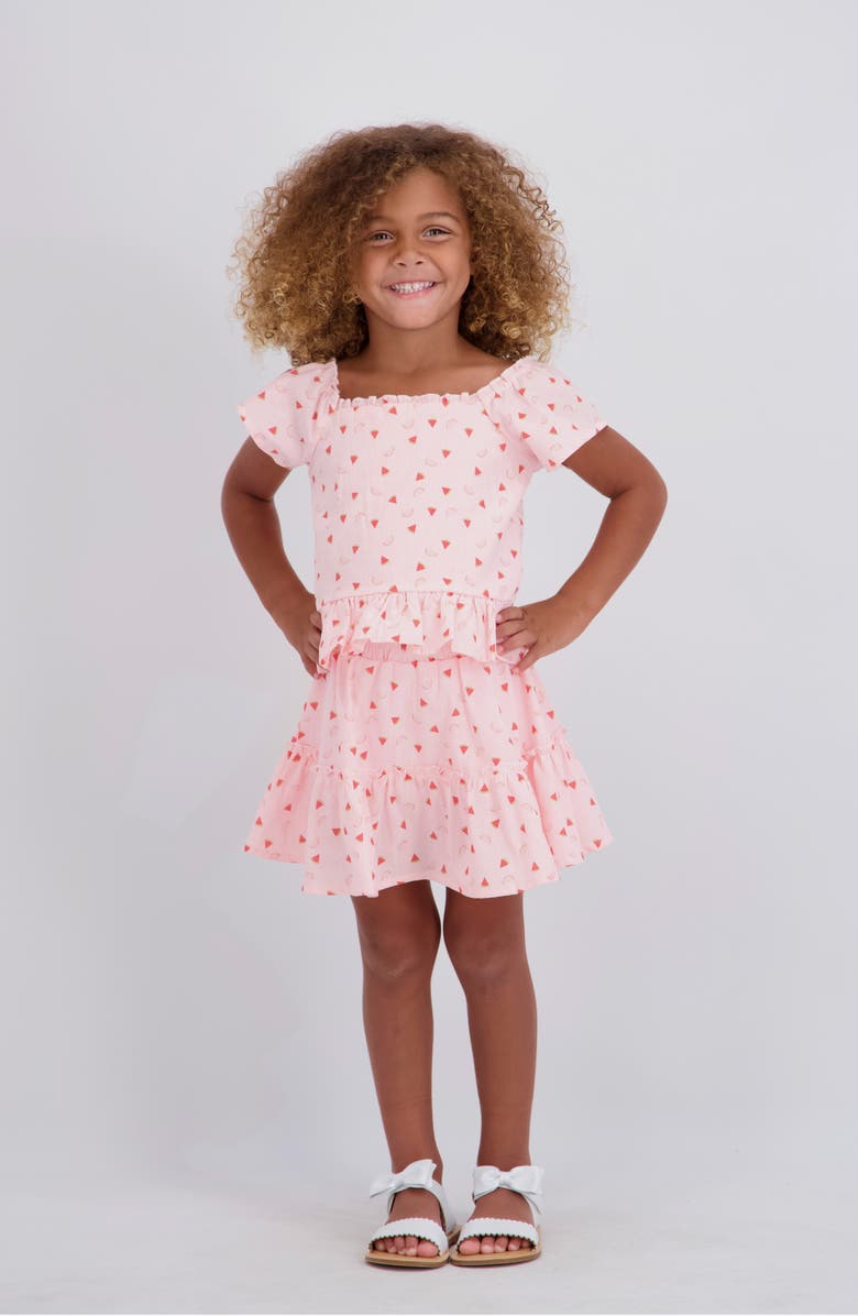 Andy & Evan Smocked Top & Skort Set, Alternate, color, Pkt- Pink Watermelon