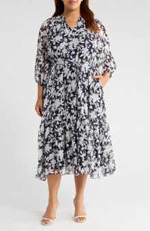 Julia Jordan Puff Sleeve Tie Belt Midi Dress