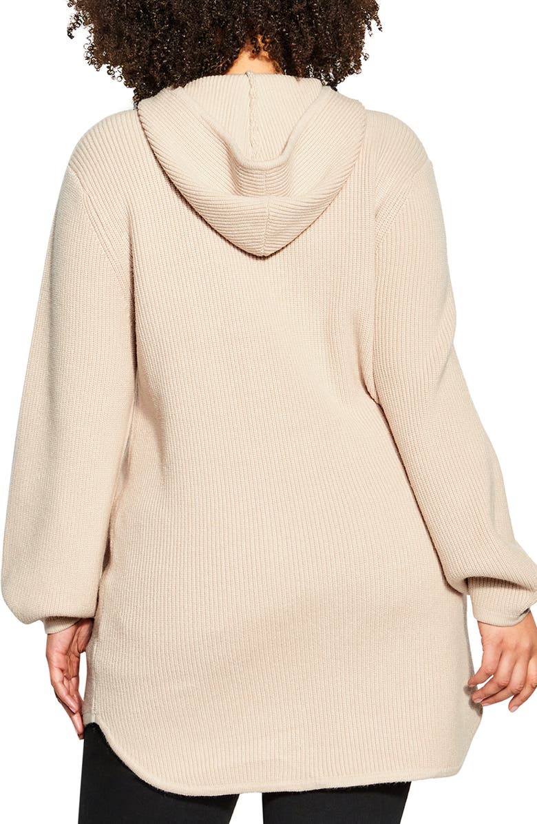 City Chic Lily Cotton Hooded Sweater, Alternate, color, 