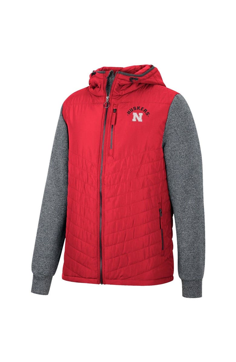COLOSSEUM Men's Colosseum Scarlet/Charcoal Nebraska Huskers Course Herringbone Full-Zip Hoodie, Alternate, color, 