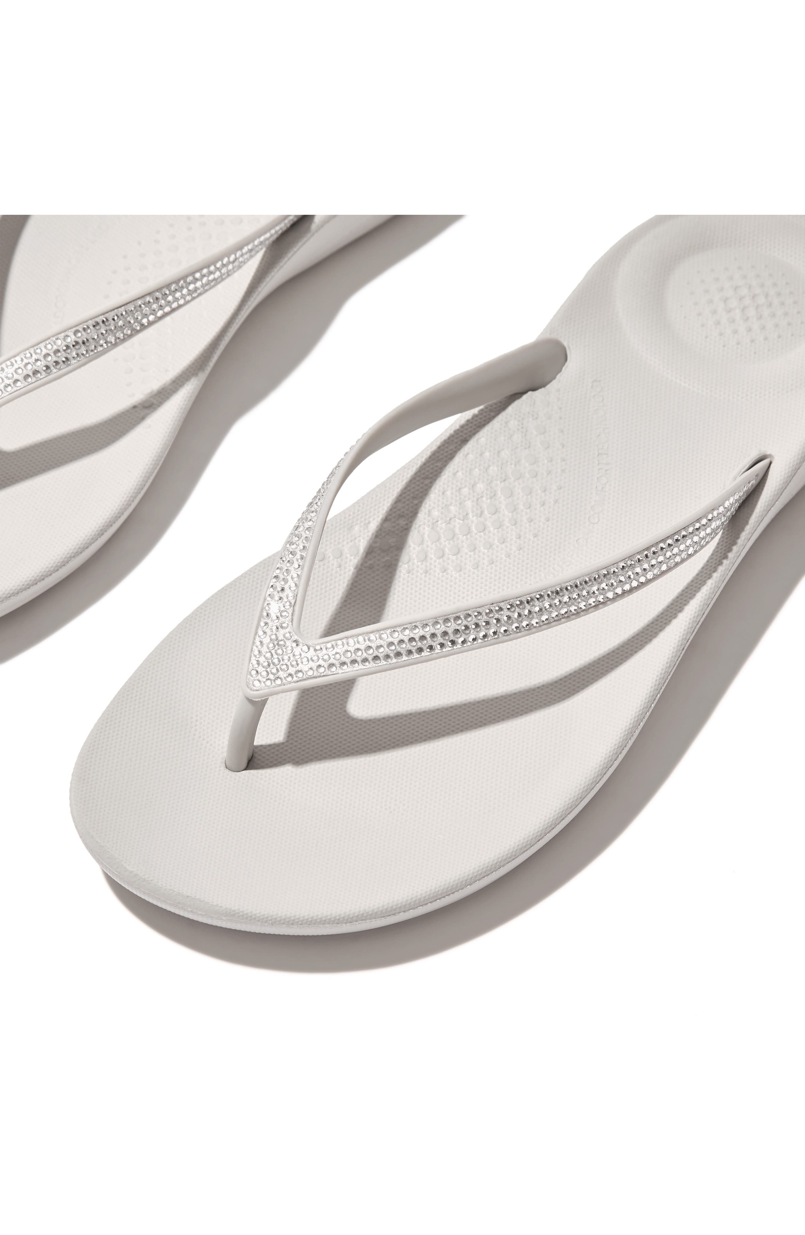 FitFlop iQushion<sup>™</sup> Splash Crystal Flip Flop, Alternate, color, Tiptoe Grey