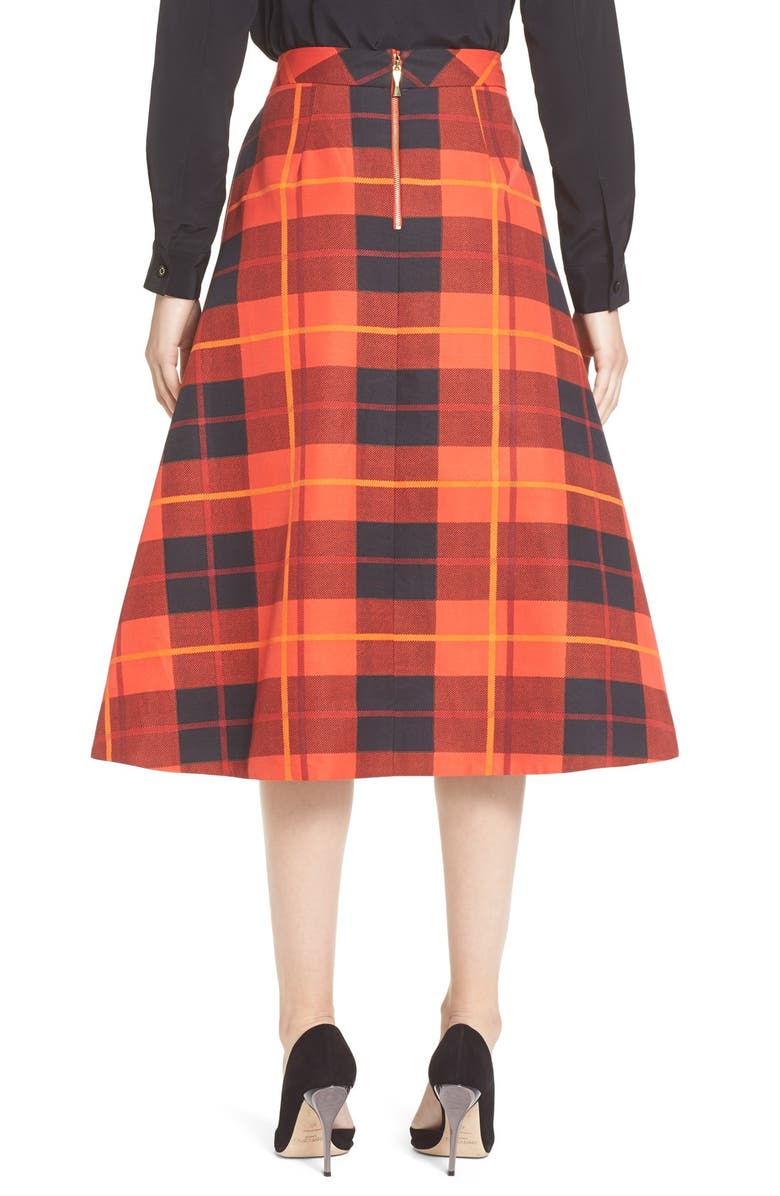 Kate Spade New York kate spade new york woodland plaid midi skirt, Alternate, color, 