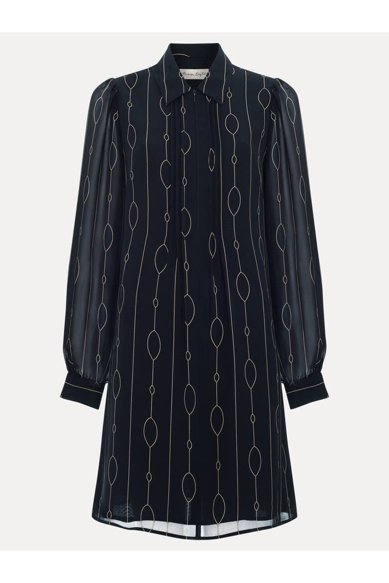 Candice Long Sheer-Sleeve Dress, Alternate, color, Black