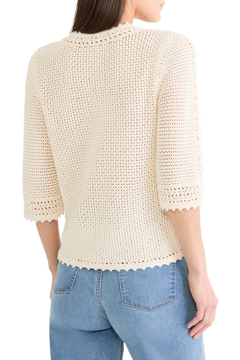 Semisheer Cotton Blend Open Stitch Sweater, Alternate, color, CLASSIC CREAM