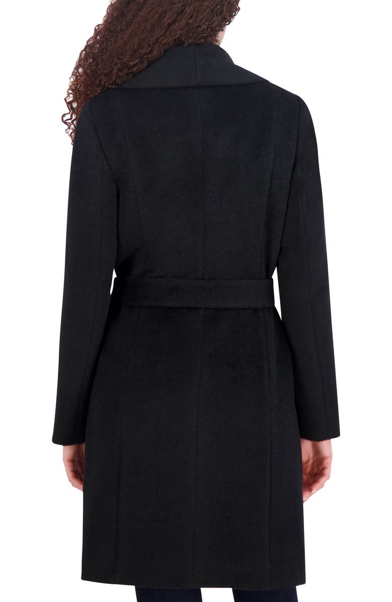Cole Haan Wool Blend Wrap Coat, Alternate, color, Black