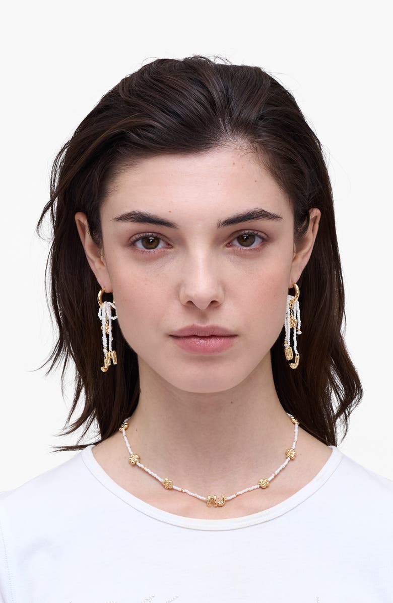 Marc Jacobs MJ Balloon Bead & Freshwater Pearl Necklace, Alternate, color, Gold/ Cream