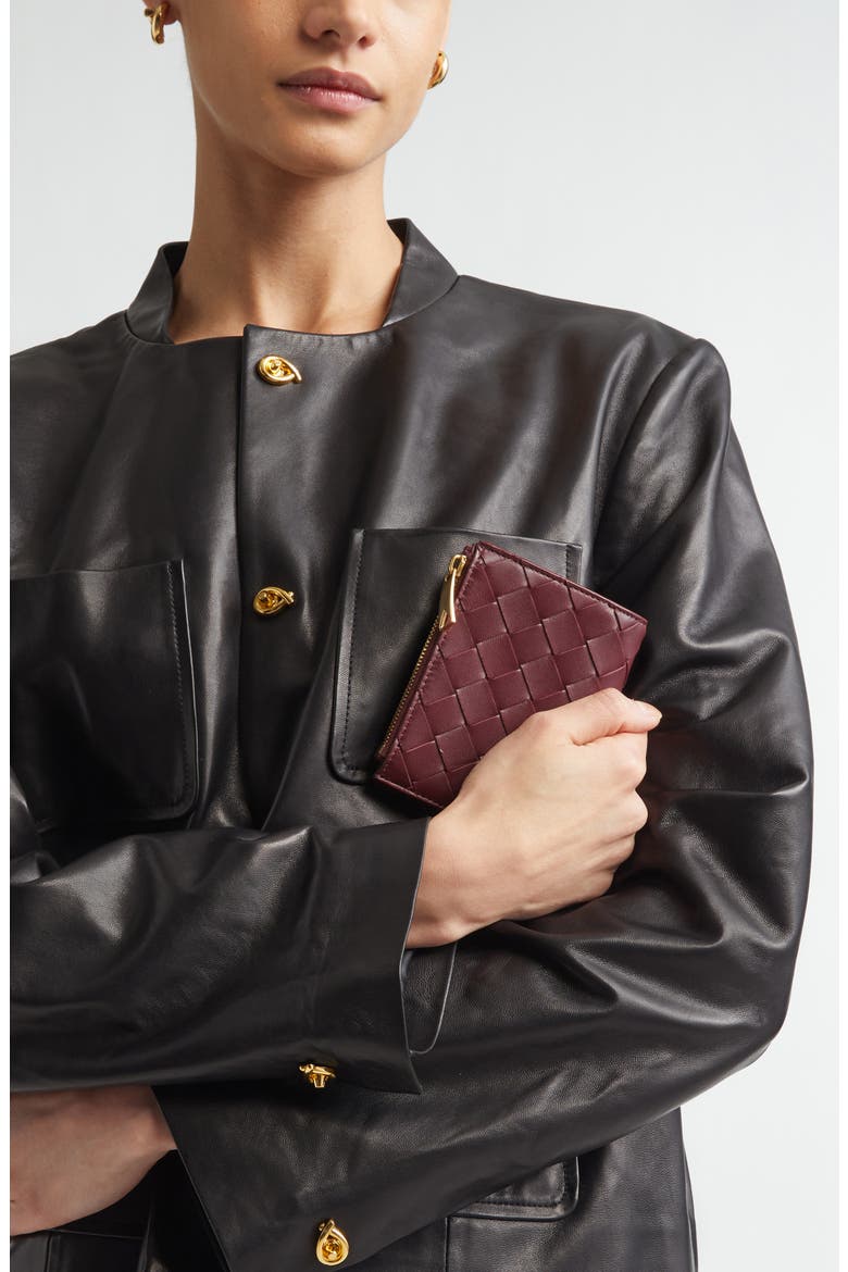 Small Intreccio Bifold Leather Wallet, Alternate, color, 2247 BAROLO-GOLD