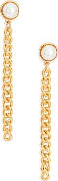 Kenneth Jay Lane Faux Pearl Chain Drop Earrings