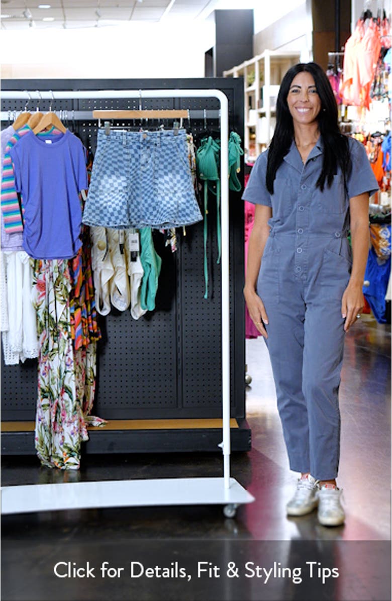 Kids' Checkerboard Print Pleated Denim Skirt, sales video thumbnail