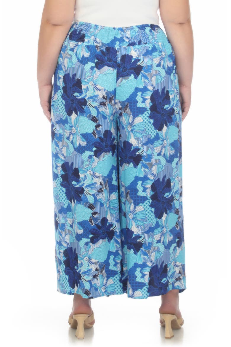 Patterned Smocked Pull-On Pants, Alternate, color, BLUE PATCH PRINT