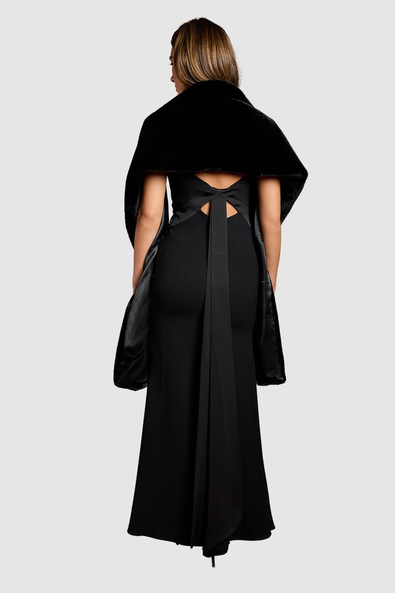 Faux Fur Shawl, Alternate, color, Black