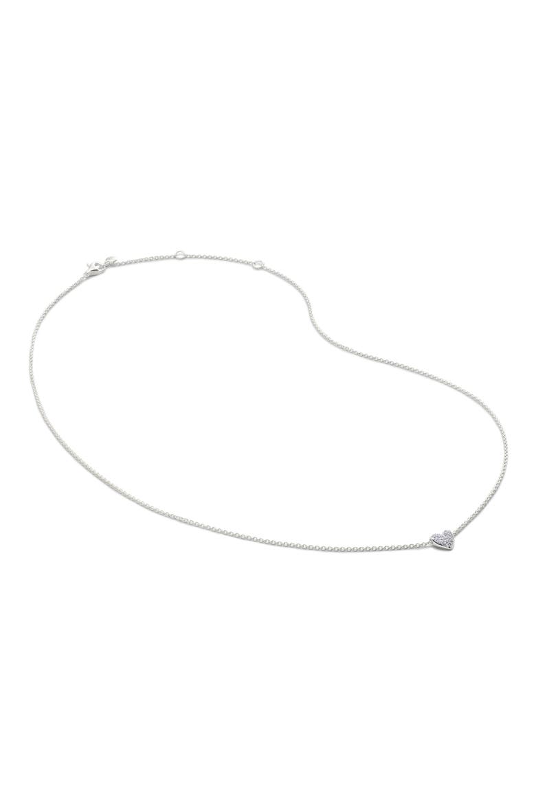 Lab-Created Diamond Heart Charm Necklace, Main, color, STERLING SILVER
